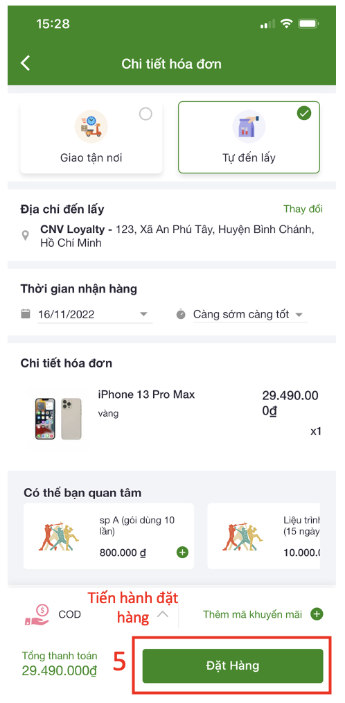 hình thức giao hàng